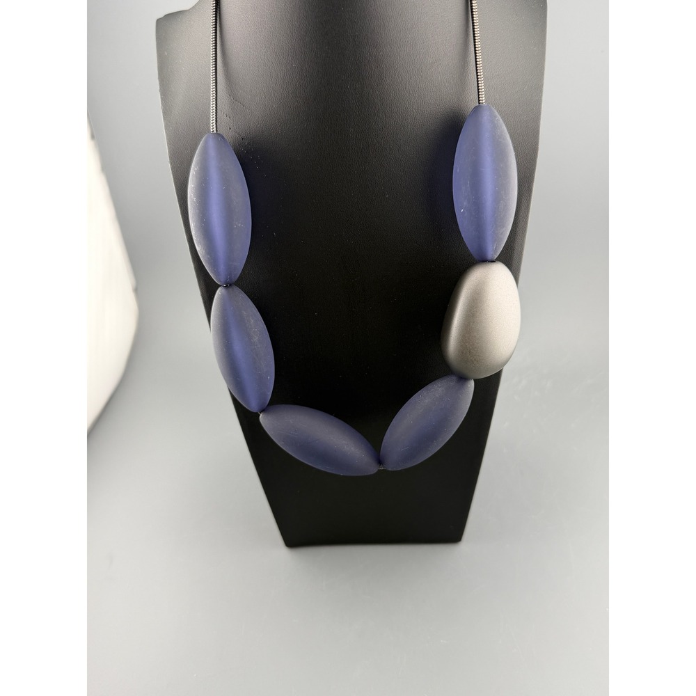 Vintage PONO Necklace Italian Resin Blue Statement by Joan Goodman Italy 21"